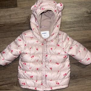 Old Navy Light Pink Floral Puffer Jacket